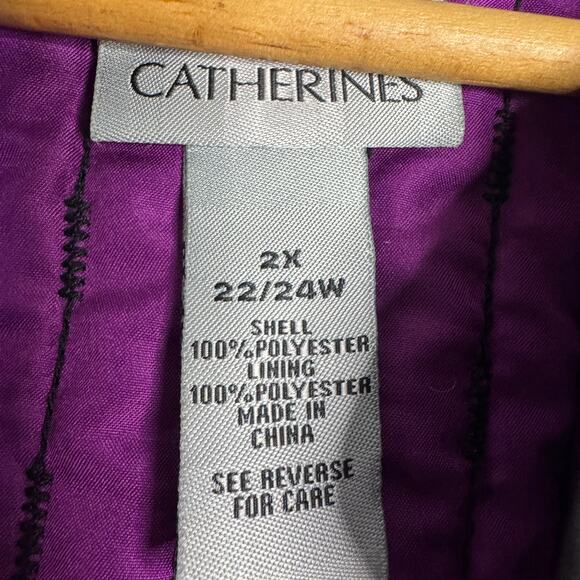 Catherines Jacket Womens 2X Blue Printed Open Front Quilted Business Casual Plus - Picture 3 of 6